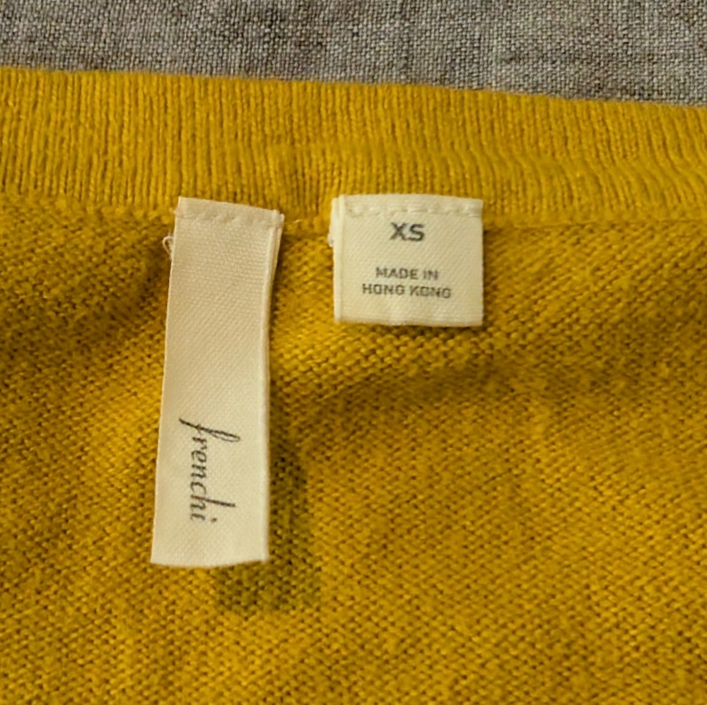 Frenchi Longline V-Neck Button-Up Cardigan Mustard Yellow Size S - Picture 2 of 11